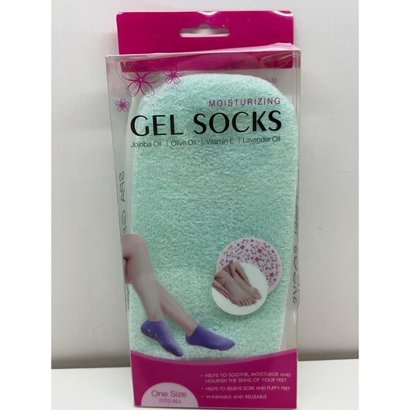 Moisturizing Gel Socks With Jojoba Olive Vitamin E Lavender Oils One Size Fits A - Picture 1 of 4